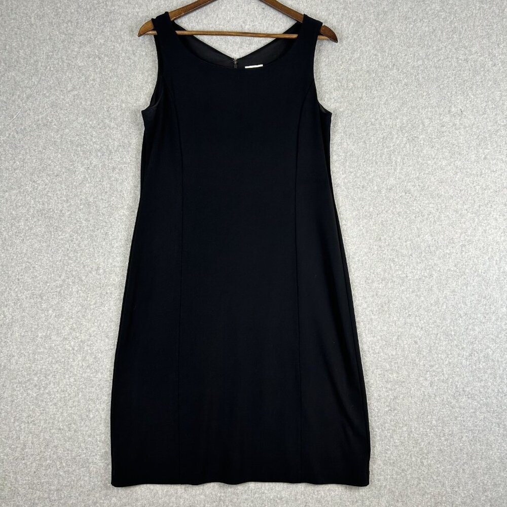 Chico's Sheath Dress Women's 1 Black Sleeveless Lined Minimalist Stretch Career